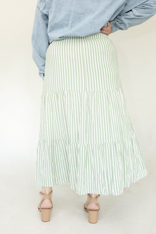 Ribbon Green Tiered Maxi Skirt: The Flowy "It" Skirt - Love Marlow