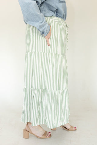Ribbon Green Tiered Maxi Skirt: The Flowy "It" Skirt - Love Marlow