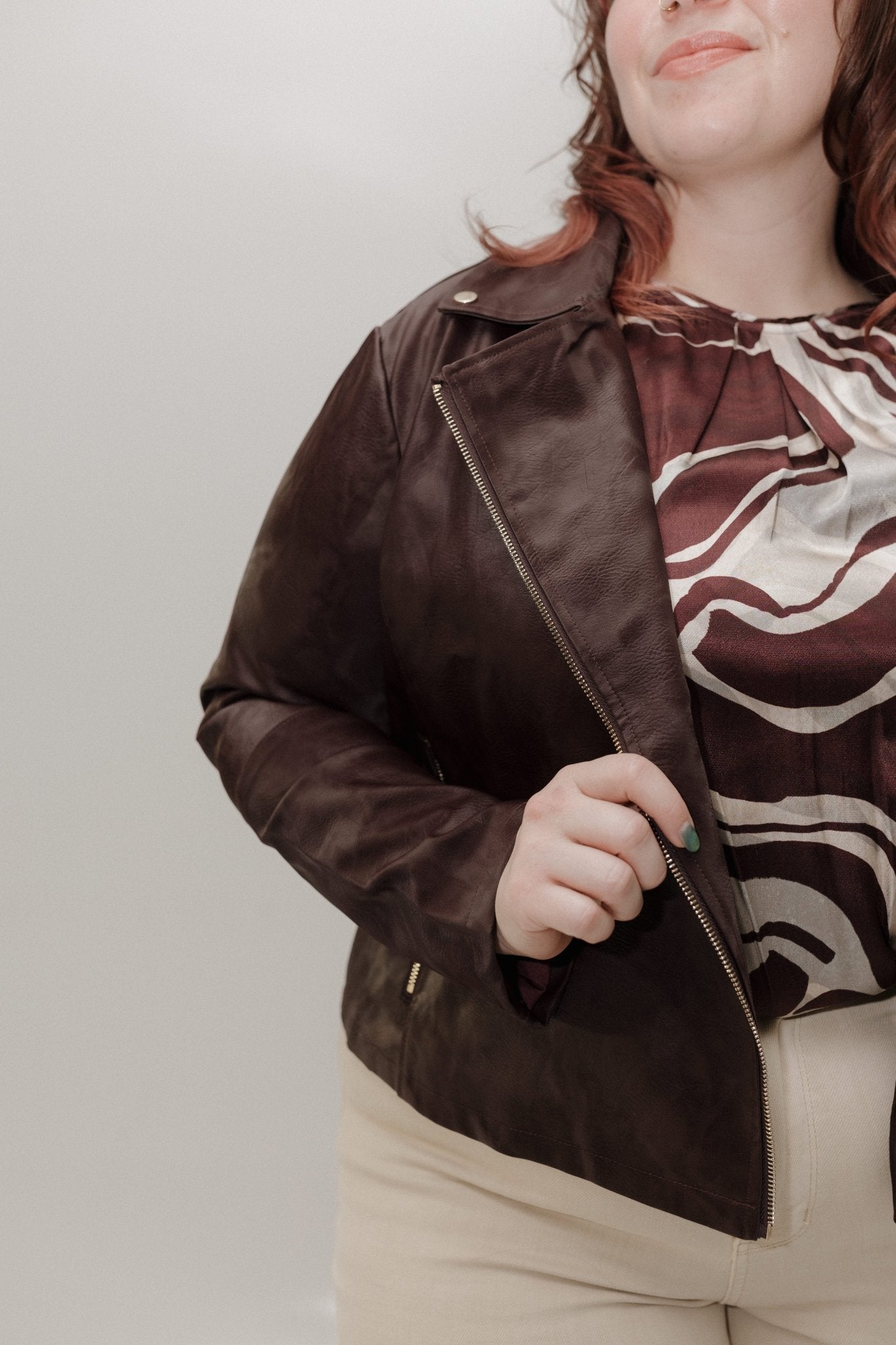 Rich Burgundy Faux Leather Moto Jacket - Love Marlow