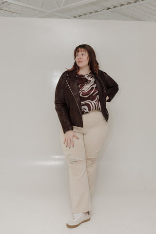 Rich Burgundy Faux Leather Moto Jacket - Love Marlow