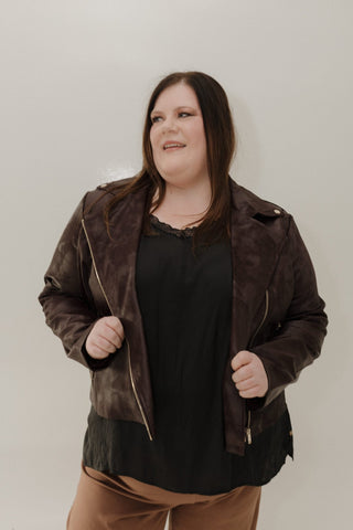 Rich Burgundy Faux Leather Moto Jacket - Love Marlow