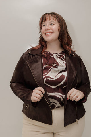 Rich Burgundy Faux Leather Moto Jacket - Love Marlow