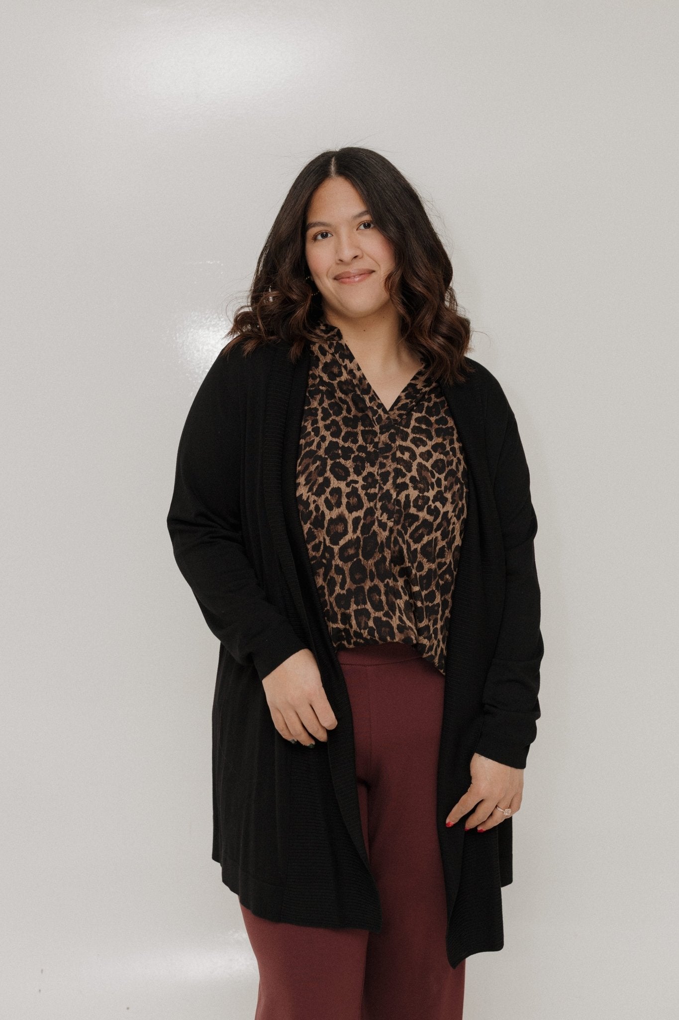 ROLLED - COLLAR BLACK CARDIGAN – COZY LUXE KNIT - Love Marlow