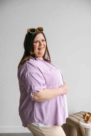 ROLLED CUFF BUTTON DOWN IN MISTY AMETHYST - Love Marlow