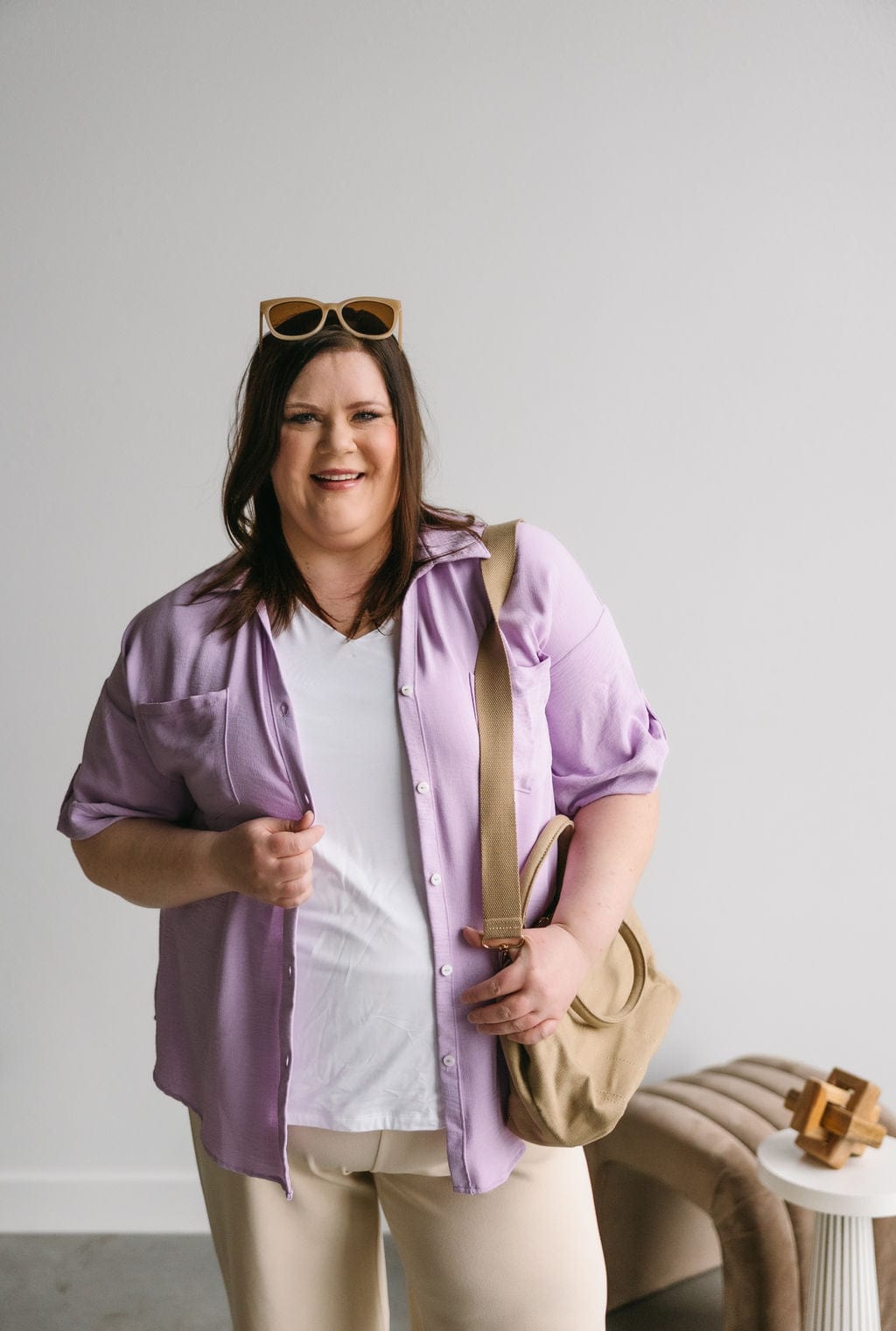 ROLLED CUFF BUTTON DOWN IN MISTY AMETHYST - Love Marlow