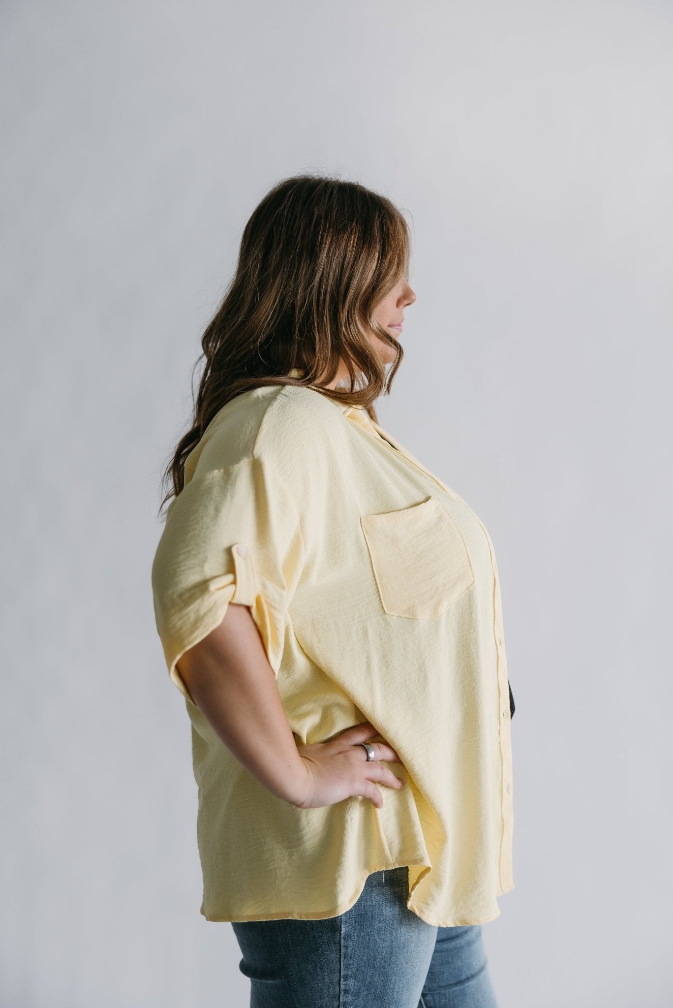 ROLLED CUFF BUTTON DOWN IN SUNKISSED YELLOW - Love Marlow