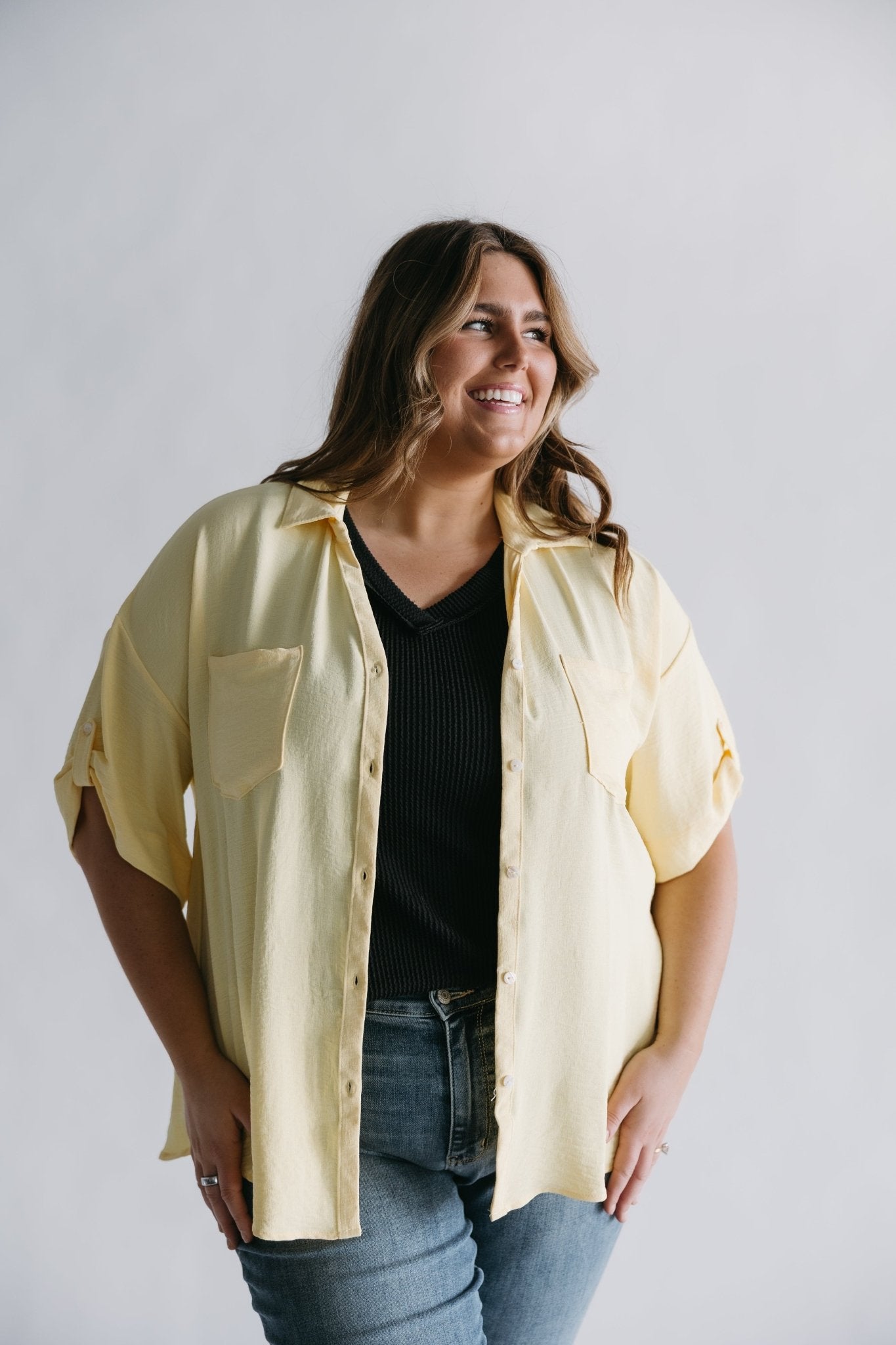 ROLLED CUFF BUTTON DOWN IN SUNKISSED YELLOW - Love Marlow