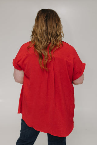 ROLLED CUFF CAP SLEEVE BUTTON DOWN IN CALIENTE - Love Marlow