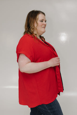 ROLLED CUFF CAP SLEEVE BUTTON DOWN IN CALIENTE - Love Marlow