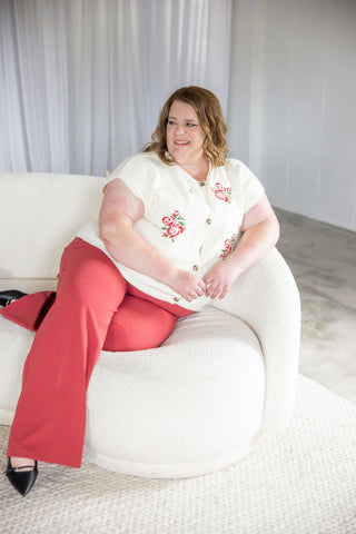 Rose Embroidered Sweater Vest – Ivory - Love Marlow