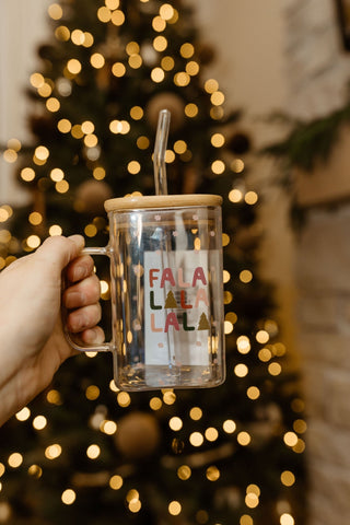 ROUND GLASS CUP WITH HANDLE IN FA LA LA - Love Marlow