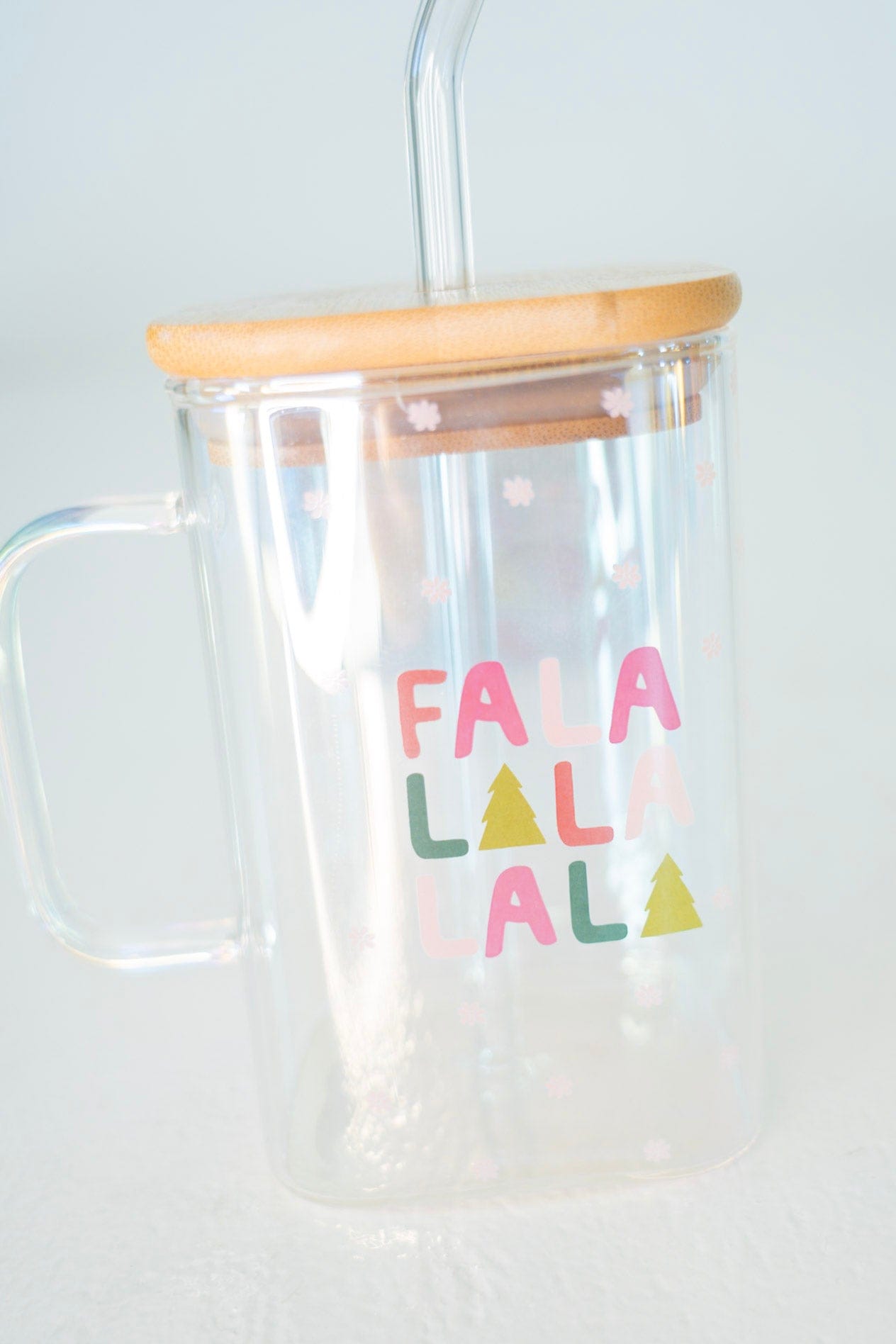 ROUND GLASS CUP WITH HANDLE IN FA LA LA - Love Marlow