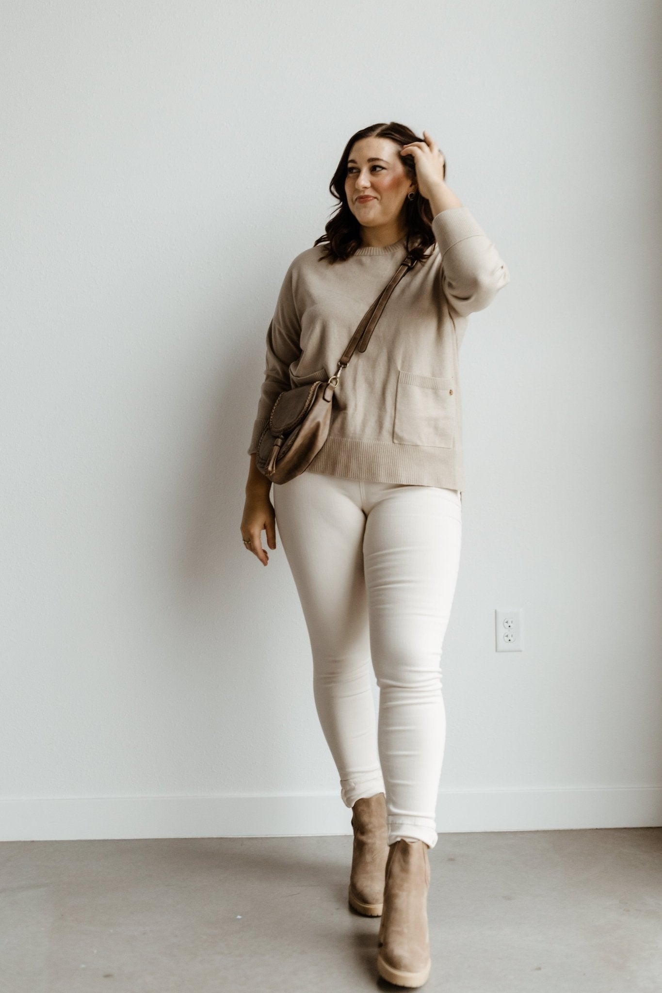 ROUND MEDIUM SATCHEL WITH STITCH AND TASSEL DETAIL IN CLAY - Love Marlow