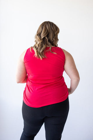 ROUND NECK CAREER TANK IN CALIENTE - Love Marlow