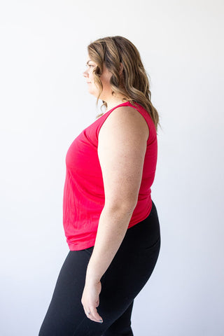 ROUND NECK CAREER TANK IN CALIENTE - Love Marlow