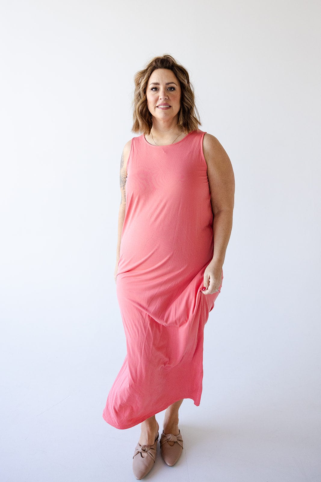 ROUND NECK TANK SLIP DRESS IN CACTUS BLOSSOM - Love Marlow