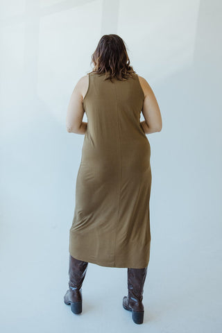 ROUND NECK TANK SLIP DRESS IN OLIVE GROVE - Love Marlow