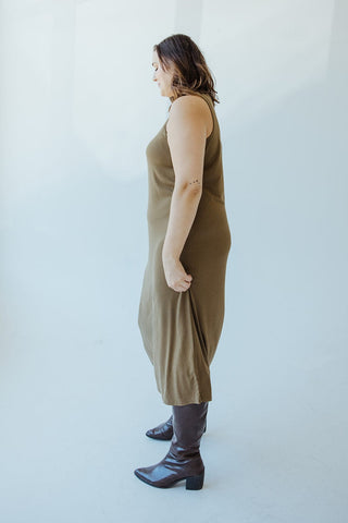 ROUND NECK TANK SLIP DRESS IN OLIVE GROVE - Love Marlow