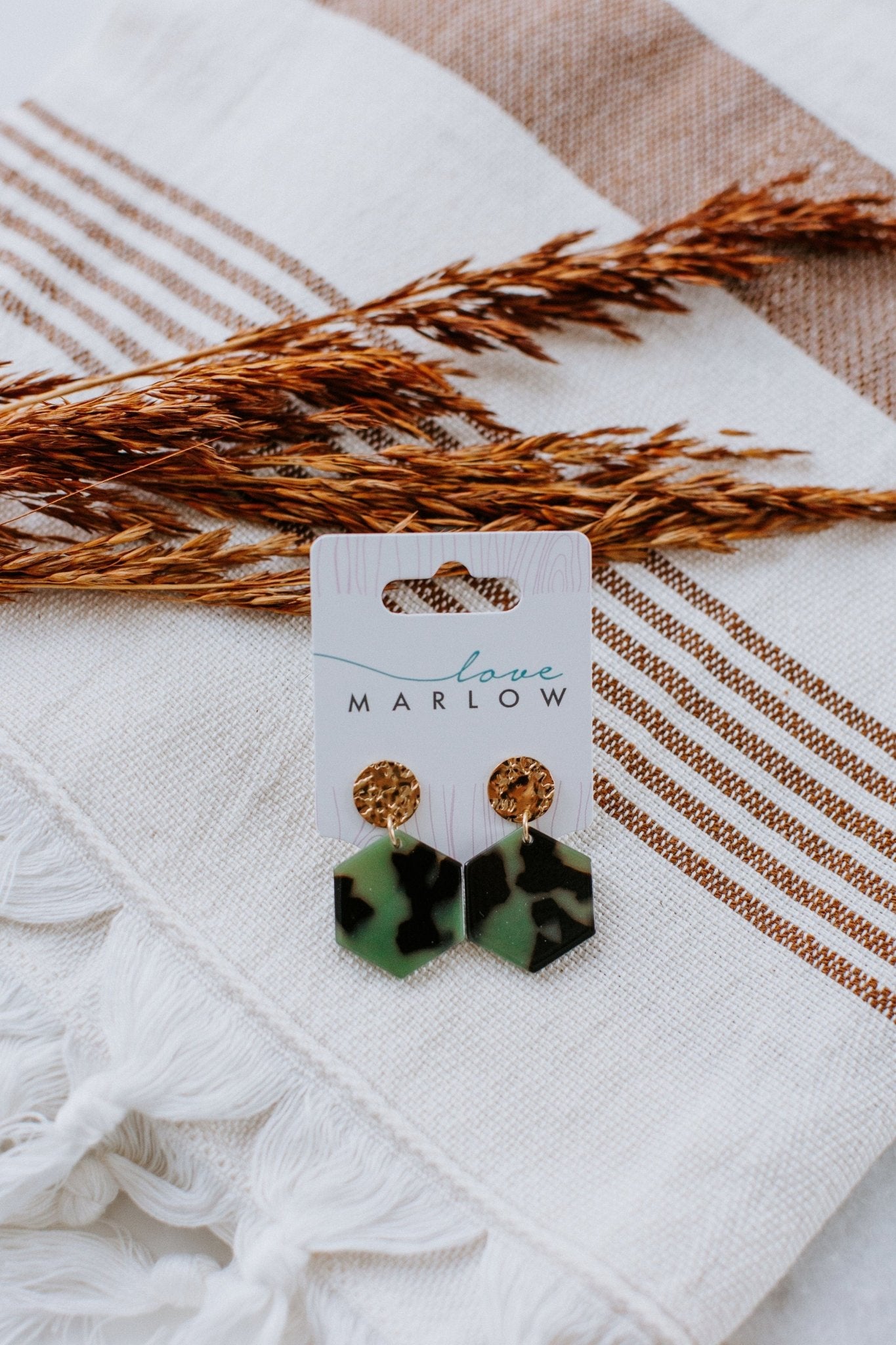 ROXY EARRINGS IN OLIVE TORTOISE - Love Marlow