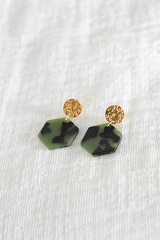 Roxy Earrings in Olive Tortoise - Love Marlow