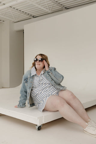 Royal Blue Striped Drawstring Shorts - Love Marlow