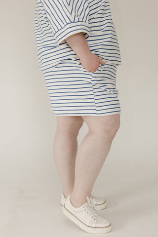 Royal Blue Striped Drawstring Shorts - Love Marlow