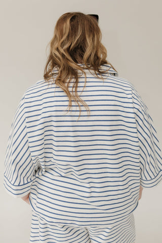 Royal Blue Striped Polo Top - Love Marlow