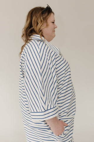 Royal Blue Striped Polo Top - Love Marlow