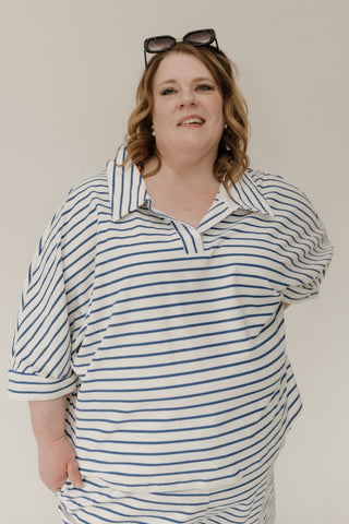 Royal Blue Striped Polo Top - Love Marlow