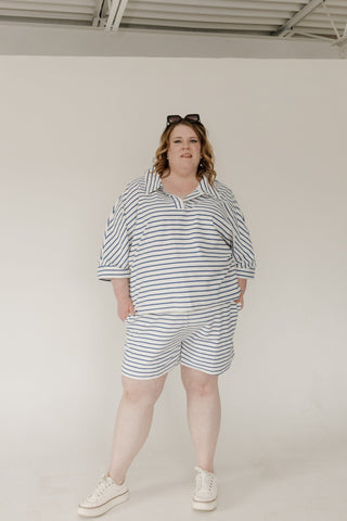 Royal Blue Striped Polo Top - Love Marlow