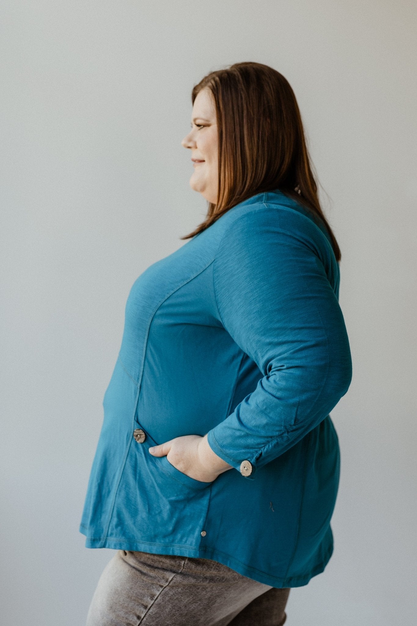 RUCHED SLEEVE TUNIC WITH POCKETS IN BALI BLISS - Love Marlow