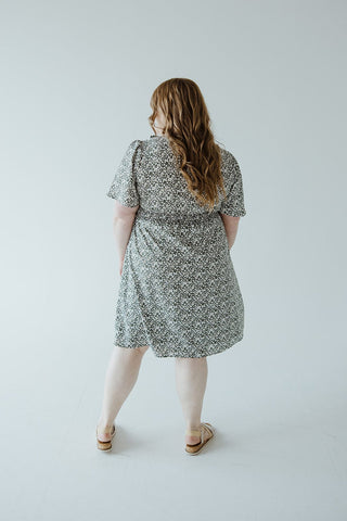 RUFFLE NECKLINE KNEE LENGTH DAINTY FLORAL DRESS IN SECRET GARDEN - Love Marlow