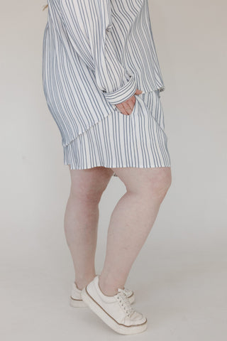 Sailor Textured Drawstring Shorts – Navy & White - Love Marlow