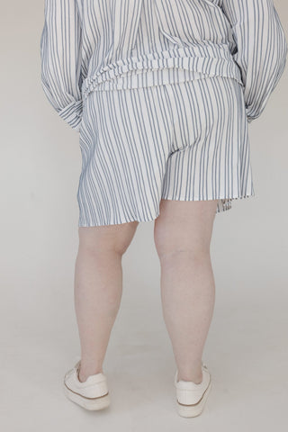 Sailor Textured Drawstring Shorts – Navy & White - Love Marlow
