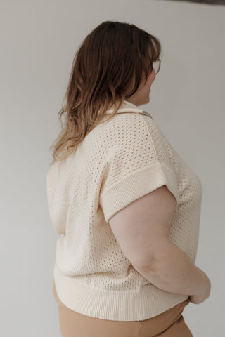 Sand Open Weave Knit Half - Zip Sweater - Love Marlow