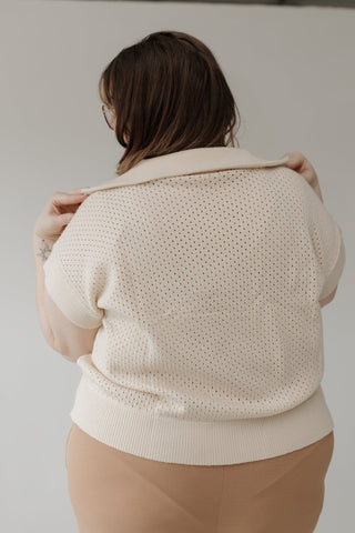 Sand Open Weave Knit Half - Zip Sweater - Love Marlow