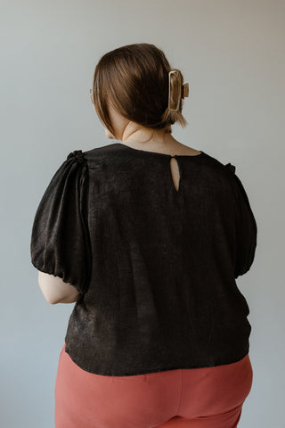 SATINY CRINKLE BLOUSE IN BLACK - Love Marlow