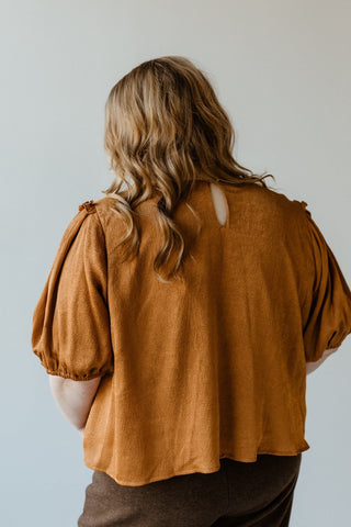 SATINY CRINKLE BLOUSE IN BUTTERSCOTCH - Love Marlow