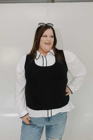 SCOOP NECK SWEATER TANK IN BLACK - Love Marlow