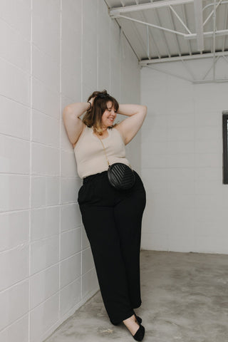 SCOOP NECK SWEATER TANK IN SAND - Love Marlow