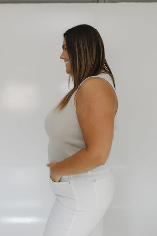SCOOP NECK SWEATER TANK IN SAND - Love Marlow