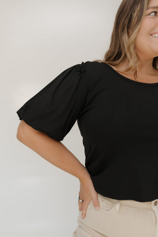 SCOOPED NECK BLOUSE WITH BUBBLE SLEEVES - Love Marlow