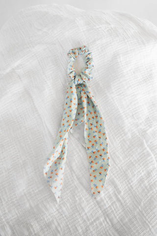 Seafoam Green Floral Cottagecore Ribbon Bow Scrunchie - Love Marlow