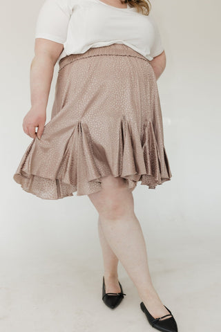 SHIMMERY ANIMAL PRINT TIERED MINI SKIRT IN DUSTY ROSE - Love Marlow