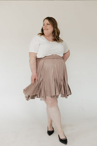 SHIMMERY ANIMAL PRINT TIERED MINI SKIRT IN DUSTY ROSE - Love Marlow
