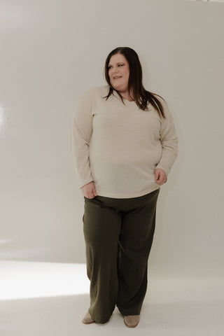 SHIMMERY BANDED HEM KNIT TOP – CHAMPAGNE - Love Marlow