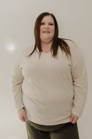 SHIMMERY BANDED HEM KNIT TOP – CHAMPAGNE - Love Marlow