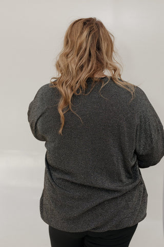 SHIMMERY BANDED HEM SHIRT IN BLACK - Love Marlow