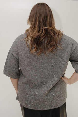 SHIMMERY GREY SWEATER - Love Marlow