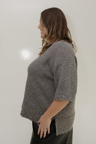 SHIMMERY GREY SWEATER - Love Marlow
